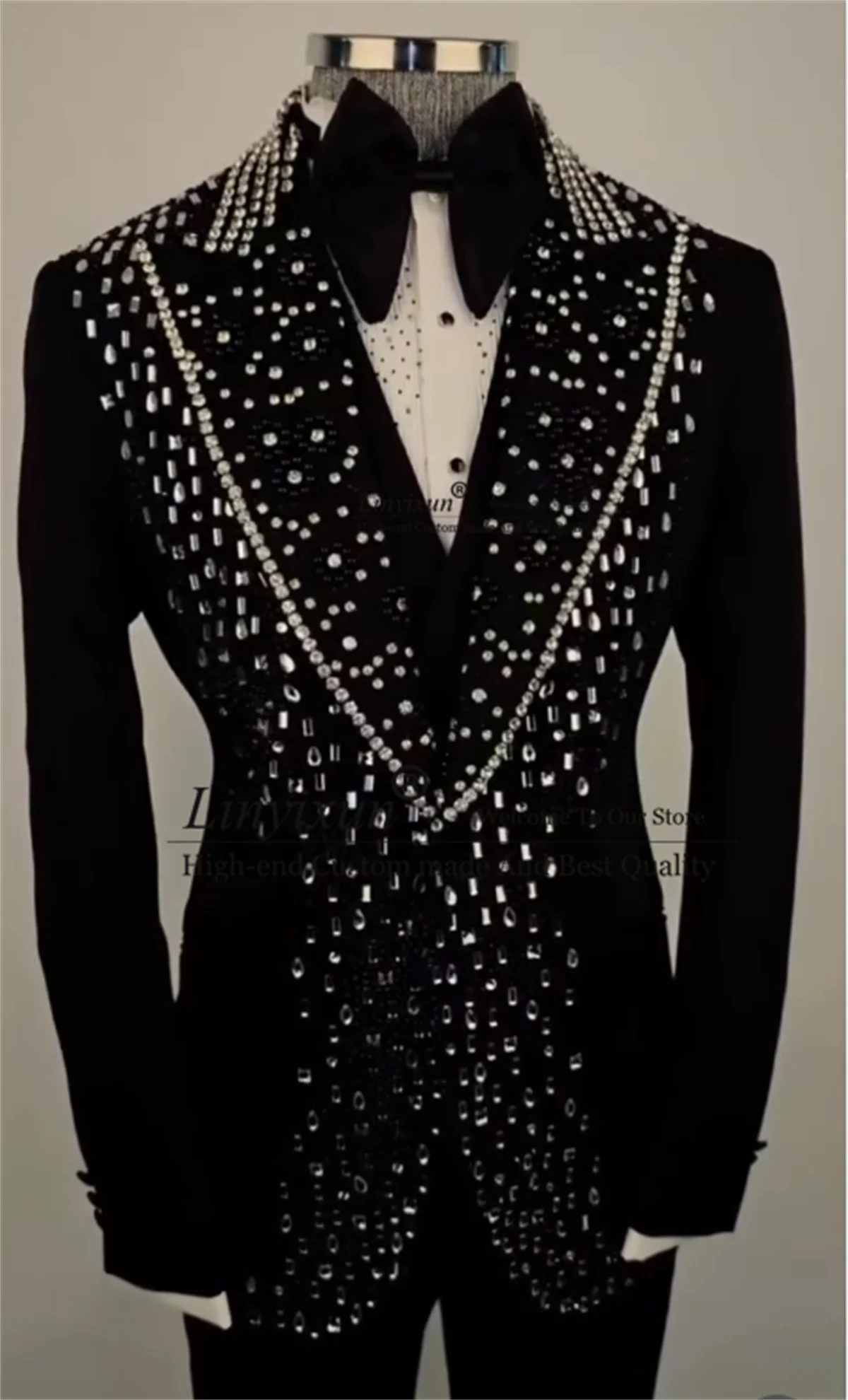 Jas Tuxedo Pria High End Stones Rhinestons, Setelan Slim Fit Khusus, Blazer 3 Potong untuk Pesta Pernikahan, rajes para hombre