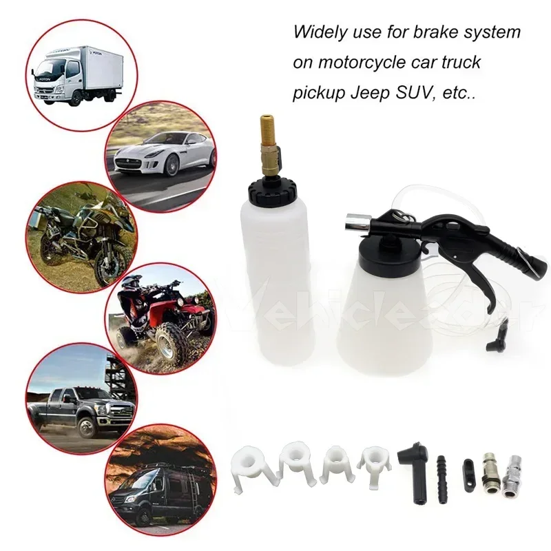 1L / 0.75L Car Brake Bleeder Pumping Fluid Pump Kit Capacity Oil Change Purge Tank Tubes Repair Tools Truck Auto Accessories