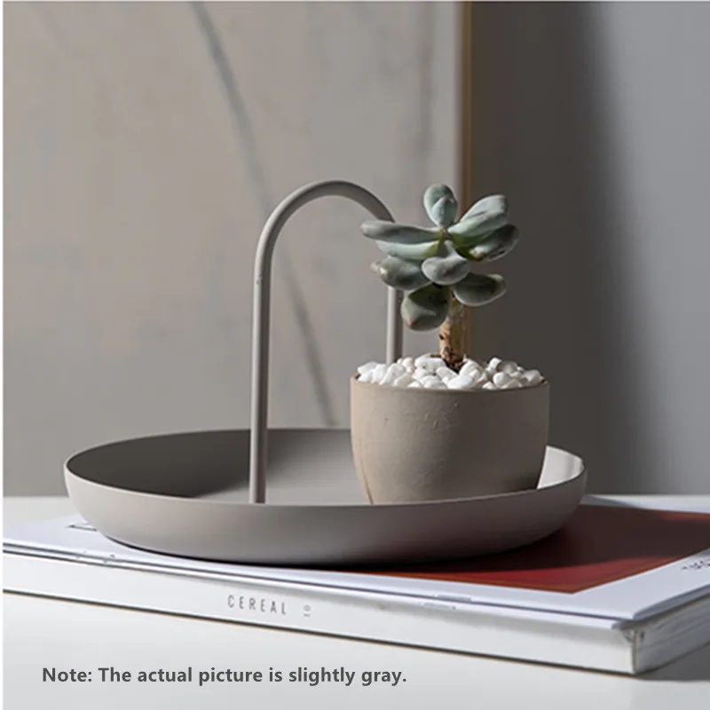 Storage Tray Kitchen Tray Jewelry Storage Tray Sofa Tray Table Plastic Nordic White Round Jewelry Tray Living Room Decoration Kitchen Table Meal Ring Trays Storage Sofa Tray With Handle Decor