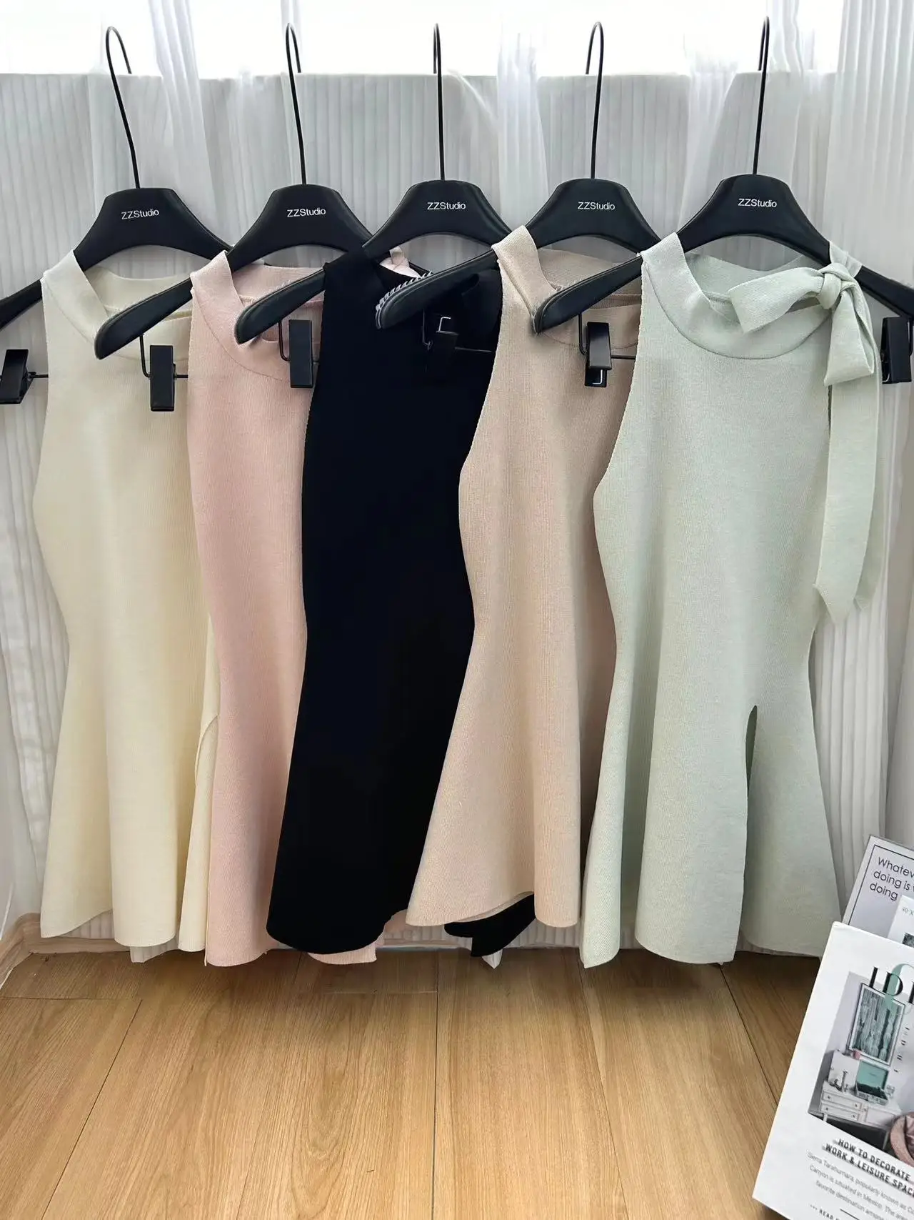 2024 Summer Fashion Sexy Women'S Halter Bow Split Knit Top Irregular Flanged Skirt Fashion Elegant Top Set  Sexy Elegant Women'S