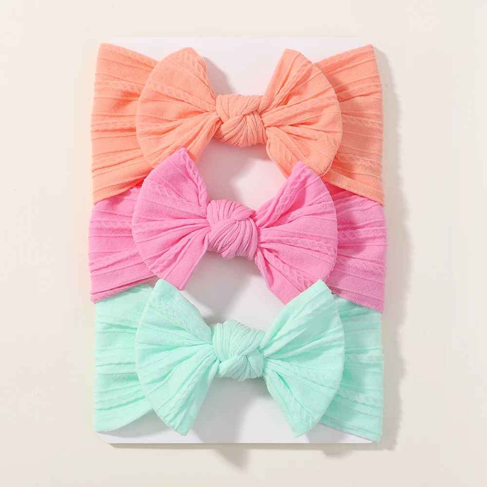 3Pcs Baby Headband Set - Solid Color Bow Hair Accessories for Newborns
