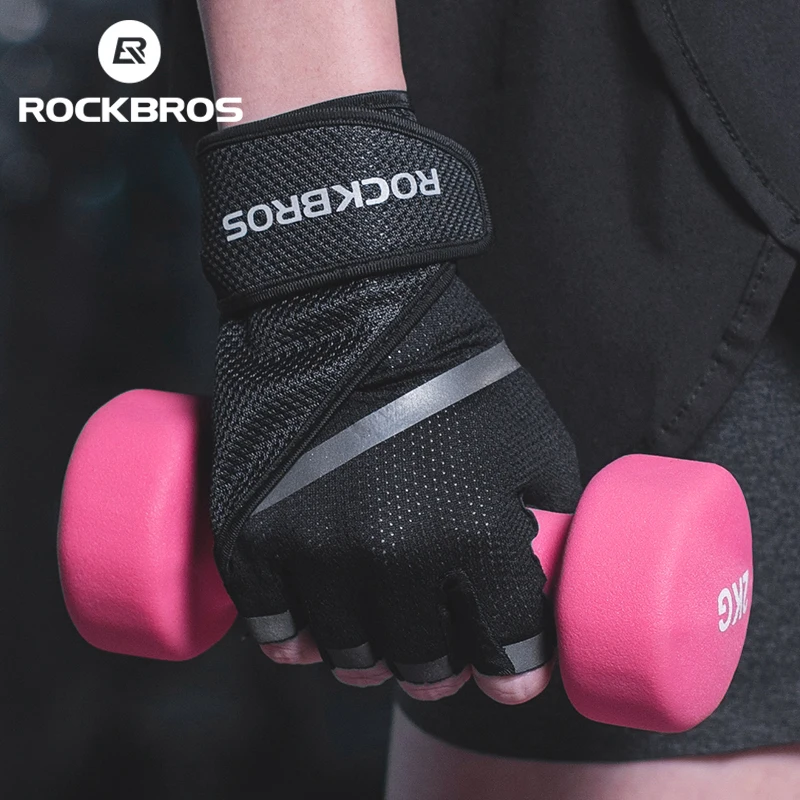 

ROCKBORS Fitness Gym Gloves Men Women Non Slip Wrist Guard Weight Lifting Dumbbell Riding Training Half Finger Sports Gloves