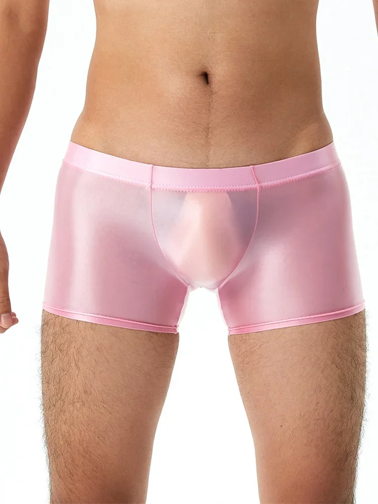 

U Convex Pouch Sexy Men's Boxers Ultrathin Transparent Sheer See Thorugh Briefs Oil Shiny Comfort Breathable Bulge Pouch Panties