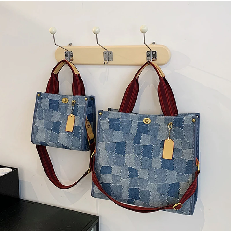 Canvas Large Capacity Shoulder Crossbody Bags Women's New Fashion Retro  Geometric Grid Tote Bag Travel Portable Storage Handbags - AliExpress