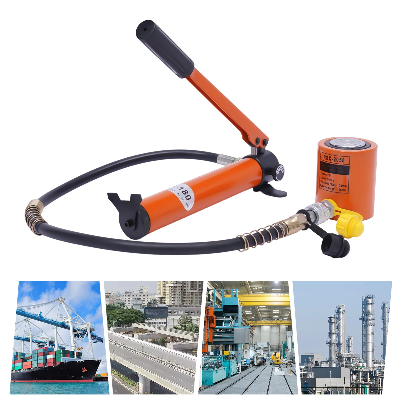 10T/20T Hydraulic Ram Cylinder Jack Power Ram Mini Lifting Jack with CP-180 Hydraulic Hand Pump for Machinery Shipbuilding 2