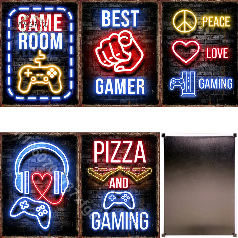 

Game Metal Tin Sign Abstract Plate Aesthetics Neon Signs Print Wall Home Room Decor Door Coffee Retro Club Cafe Bar Decoration