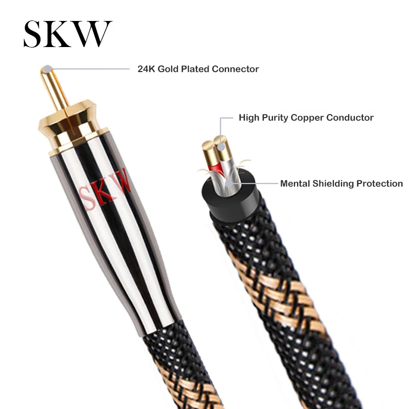 Фото Аудио кабель SKW 1 RCA на 2 RCA 1 м 1,5 м 2 м 3 м 5 м для домашнего кинотеатра DVD усилитель Мультимедиа MP3 / MP4 плеер динамик №3