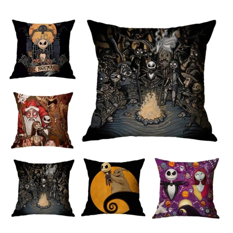 

Horror Skeleton Cushion Cover Film Home Decor Sofa 40x40cm Black Halloween Pillow Cover Cartoon Pillowcase Decor Party 2024 G152