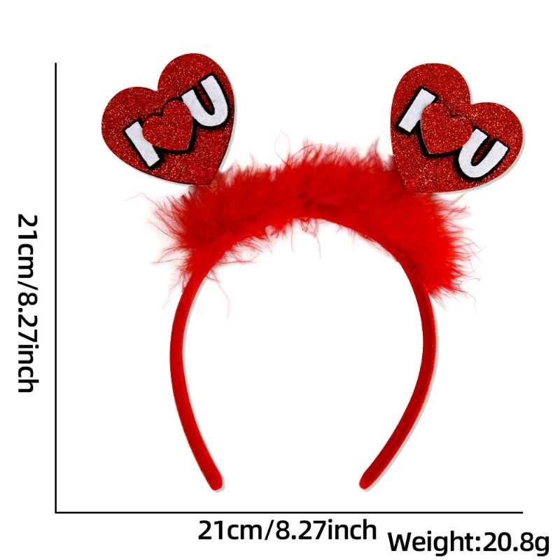 

New Valentine's Day Headband Headband Wedding Dance Dress Romantic Photo Headband Love Feather Head Hair Fastening Accessories