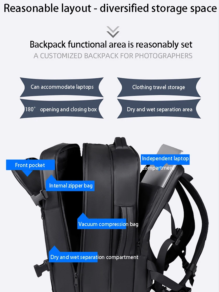 Vacuum Compression Backpack Backpack Business Multi-function with Vacuum Pump for Business Travel Camping