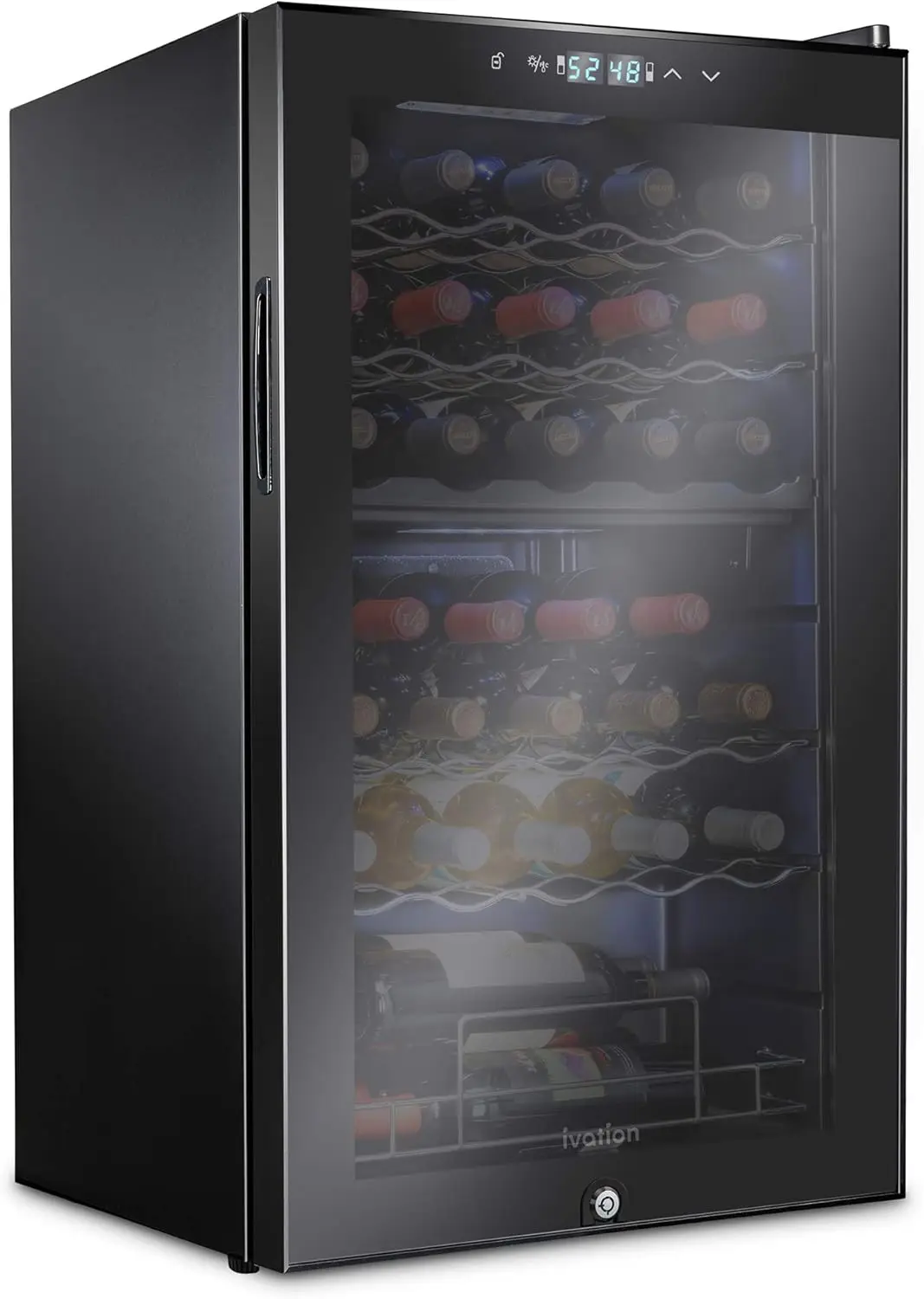 33 Bottle Dual Zone Wine Cooler Refrigerator w/Lock Large Freestanding Wine Cellar For Red, White, Champagne & Sparkli