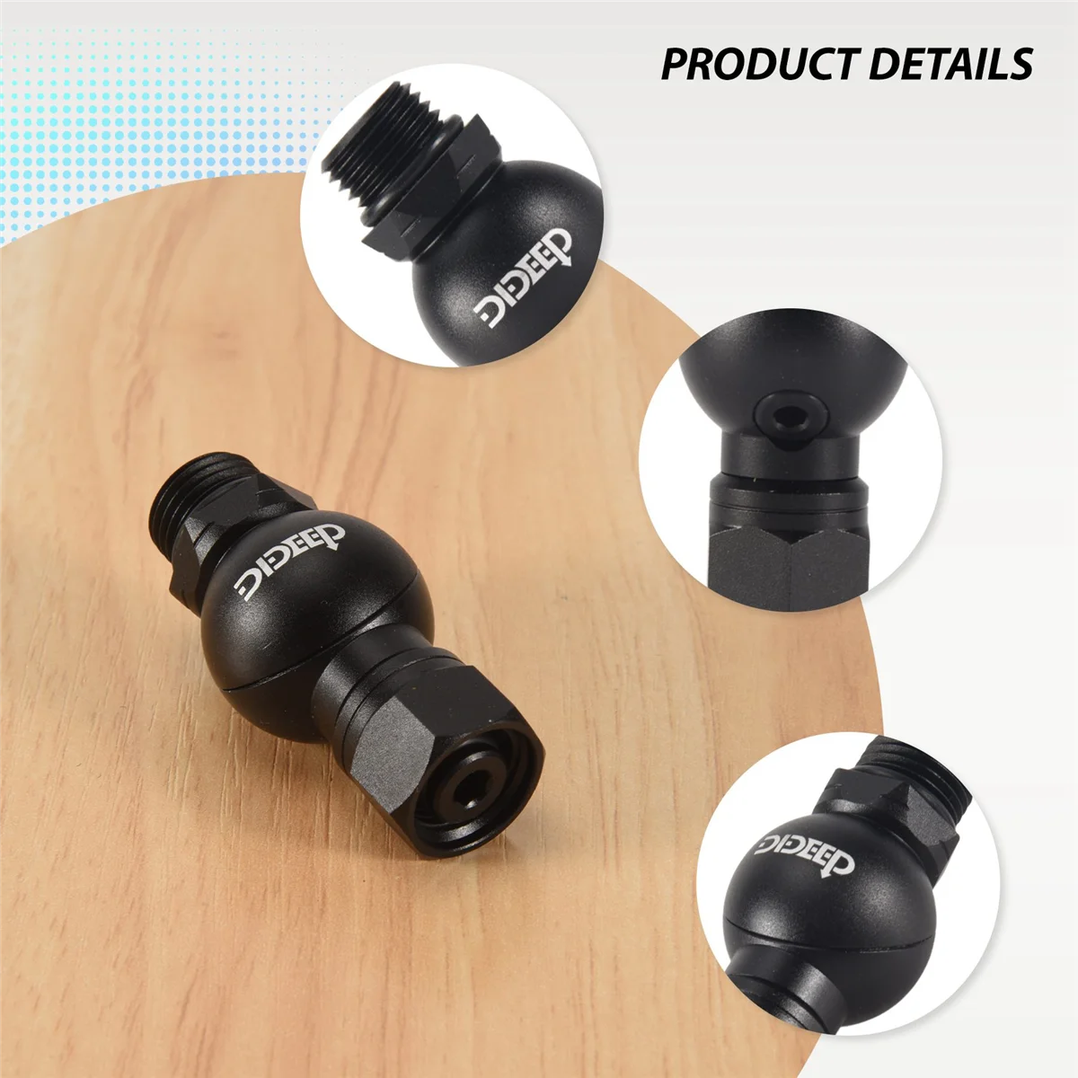 DIDEEP Global Universal 360 Degree Swivel Hose Adapter for 2Nd Stage Scuba Diving Regulator Connector Dive Accessories
