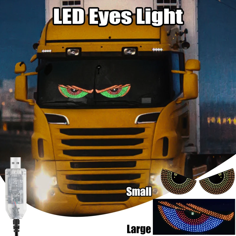 Demon Eyes Vehicle Signal LED Lights Warning Strobe USB Plug-in Matrix Panel Decorations for Car Windshield
