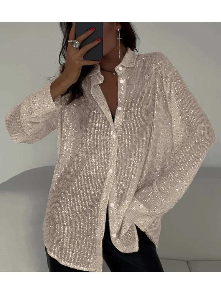 Heiryn Women's Solid Color Asymmetric Collar Metal Decor Fashionable Shirt | ChicGrl