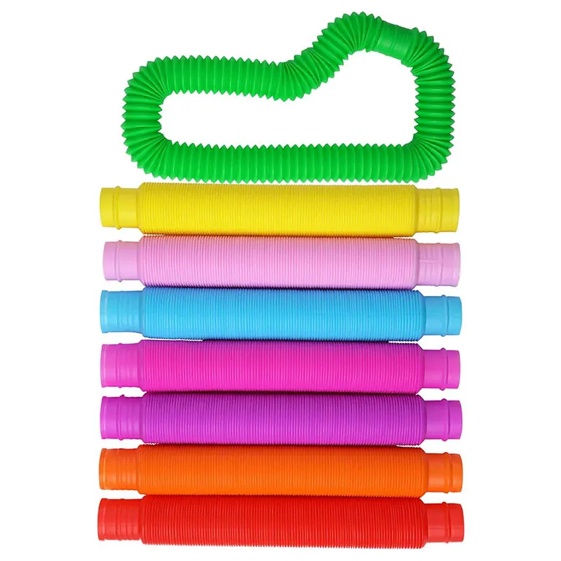 squishy stress toys Folding Plastic Stretch ​Pipe Decompression Toys Colorful Sensory Stress Relief Tube Kids Early Development Present for Children fidget snapper