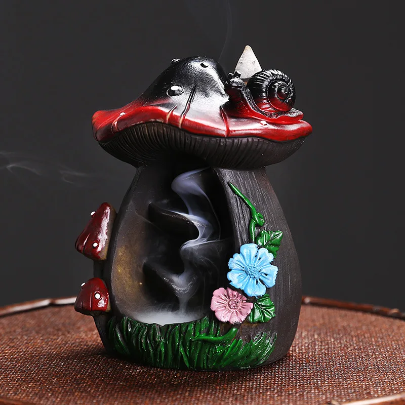 할로윈 장식 호박 세라믹 수공예 역류 향 버너, 버섯 거치대 향로, 사무실 찻집 장식, 1pc