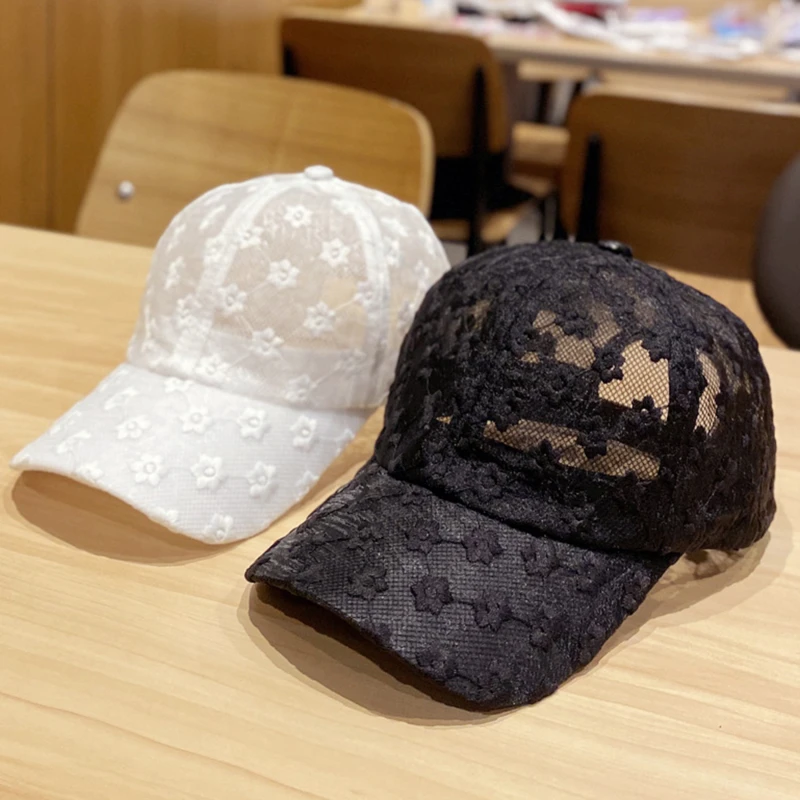 Hot Sale New Ladies Summer Baseball Lace Flowers Hat Breathable Cap For Women Mesh Girls Snapback Hip Hop Fashion Female Caps_voghion.com