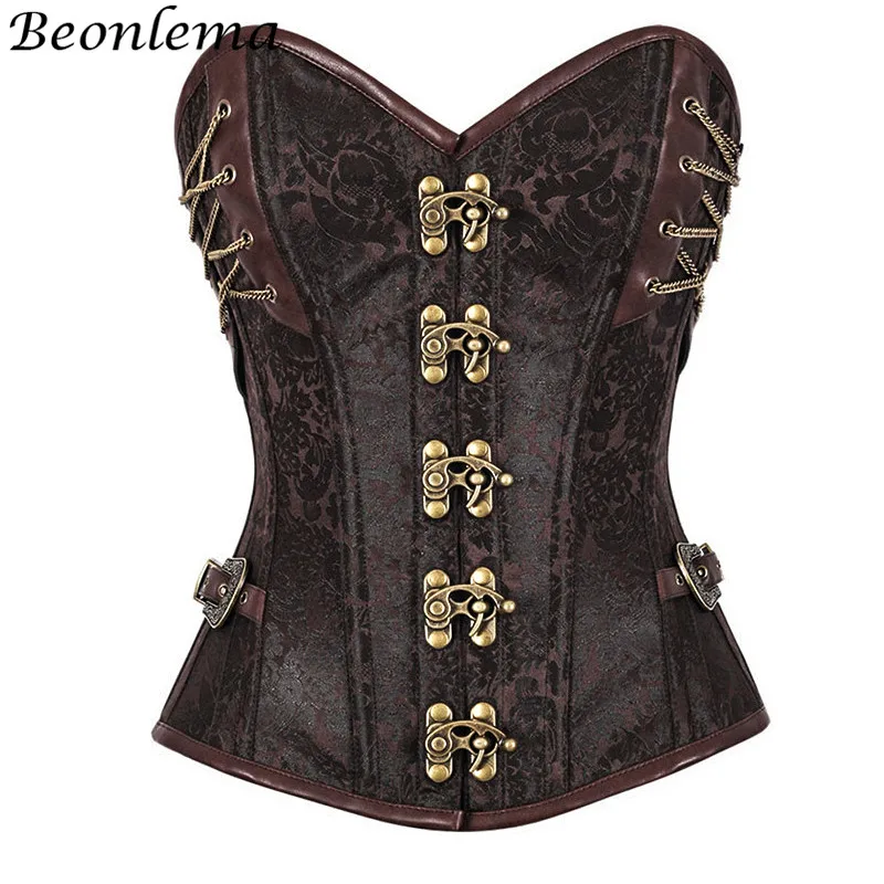 Women's Corset Steampunk Body Shapewear Woman Brown Gothic Clothes Bodice  Bustier Vintage Burlesque Goth Waist Lace-up Corsets - AliExpress
