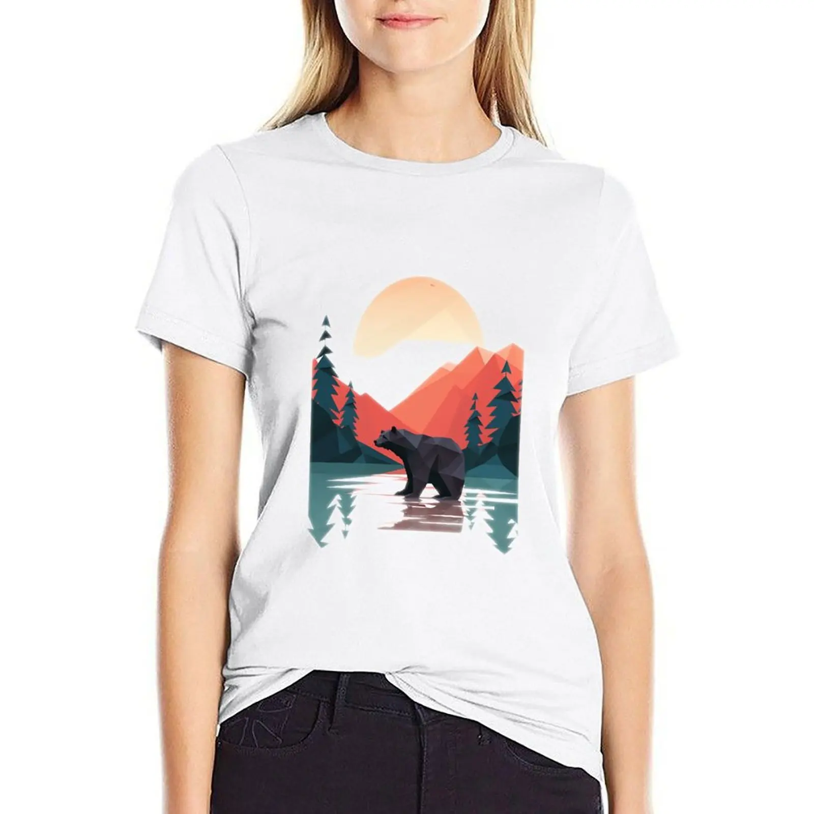 

Bear Country T-shirt korean fashion plus size tops aesthetic clothes cotton t shirts Women