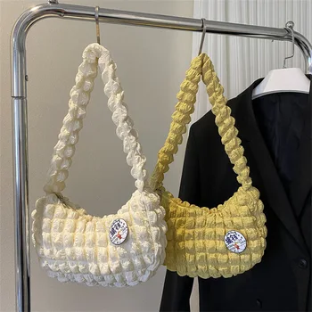 تصميم جديد حقيبة يد قابلة للطي على شكل فقاقيع حقيبة كتف تحت الإبط حقيبة يد نسائية في سن المراهقة حقيبة نصف قمر حقائب يد