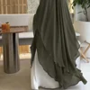 Two Layer Chiffon Extra Long Khimar Niqab Eid Ramadan Muslim Women Islamic Clothing Prayer Garment Overhead Abaya Dress Kaftan