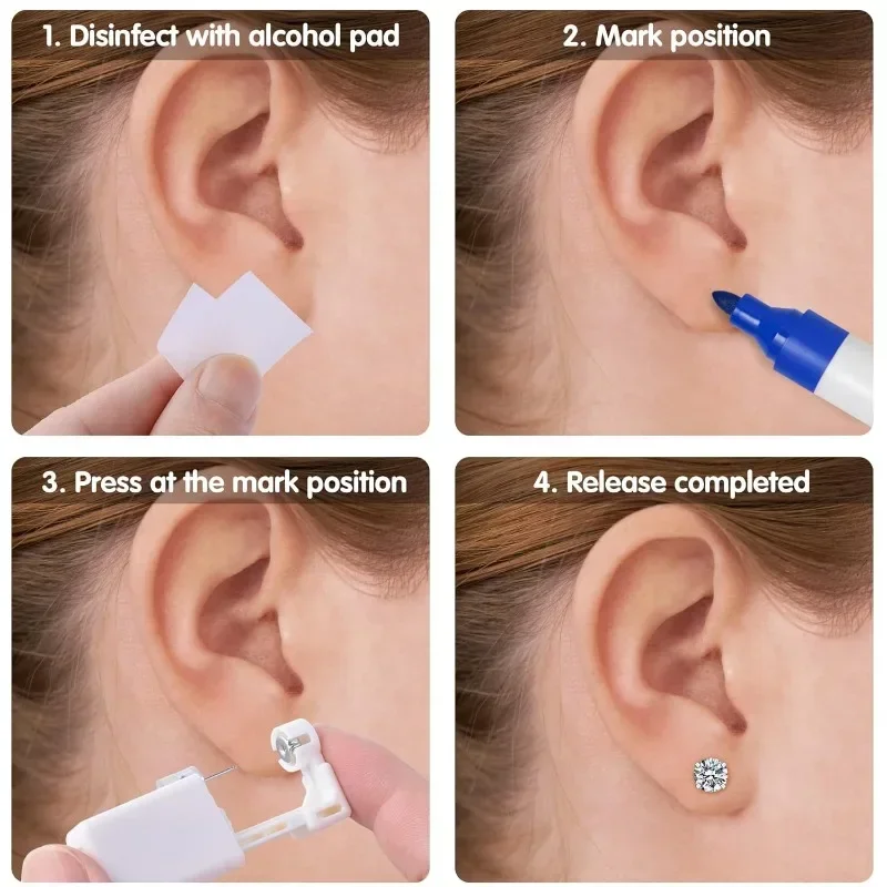 Safety Ear Piercing Gun Kit No Inflammation Disposable Disinfect Earring Piercer Machine Studs Nose Body Jewelry Piercing Tool,ear piercing tool,nose piercing gun,body piercing kit,piercing tool