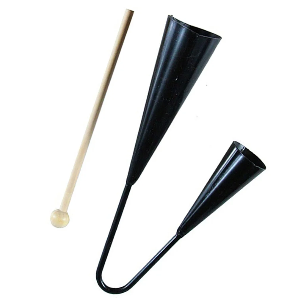 

Metal Children Early Education Agogo Bell Toy Traditional Small Musical Two Tone Kids Instrument with Wooden Stick