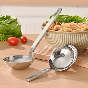 Mestolo da zuppa a testa grande addensato Manico corto Cucchiaio in acciaio inossidabile 304 Cucchiaio divisorio Cucchiaio per noodle di riso Utensili da cucina 1