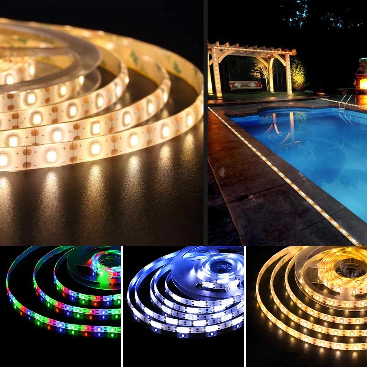 

9.84Ft 98 LED Solar Strip Lights Solar Flexible Rope Lights 8 Light Modes Reusable IP65 Waterproof Stairs Lights Auto On/Off