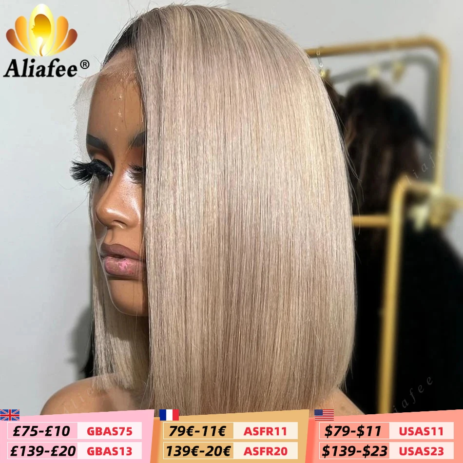 Ash Blonde Full 13X4 Lace Frontal Wig Human Hair 1