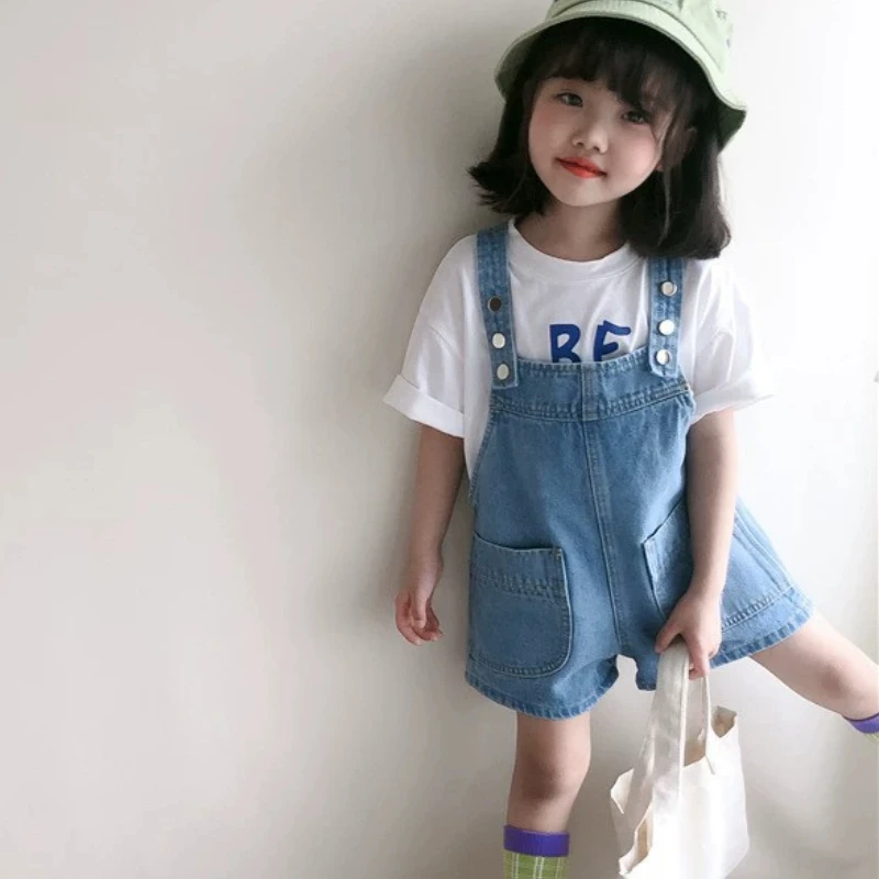 Children Overalls Pants 2025 Summer Autumn Hot Sale Boy's Jeans Suspenders Shorts Casual Girl's Strap Pants