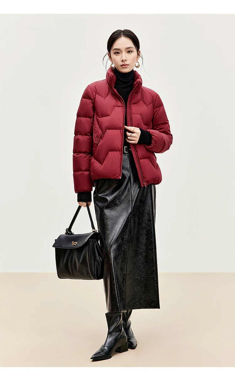 SENTUBILA Women's Short Down Puffer Jackets 2026 Light Weight Stand Neck Zipper Winter Duck Down Coat Female Clothing W44Y56637