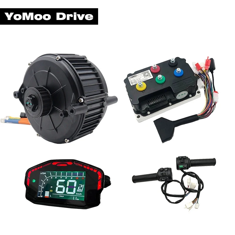 

Hall Type QS 165 5KW V2 35H 60V 90KPH PMSM Mid Drive Motor with FarDriver Controller ND72530 DKD Display and T08 Throttle