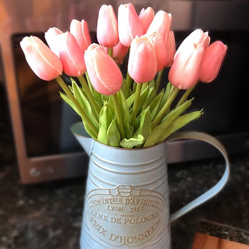 Elegant Tulip Artificial Bouquet - Realistic Faux Flowers for Wedding and Home Decor (Set of 10)