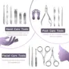 15pcs Stainless Steel Nail Clipper Cutter Trimmer Earpick Grooming Kit Manicure Pedicure Scissor Tweezer Nail Tools Set With Bla 6