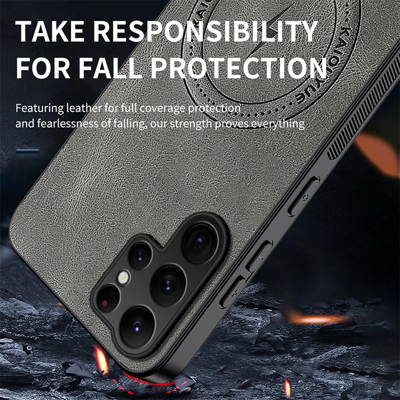 Premium Magnetic Leather Phone Case with Soft Mag-safe Full Camera Protector
