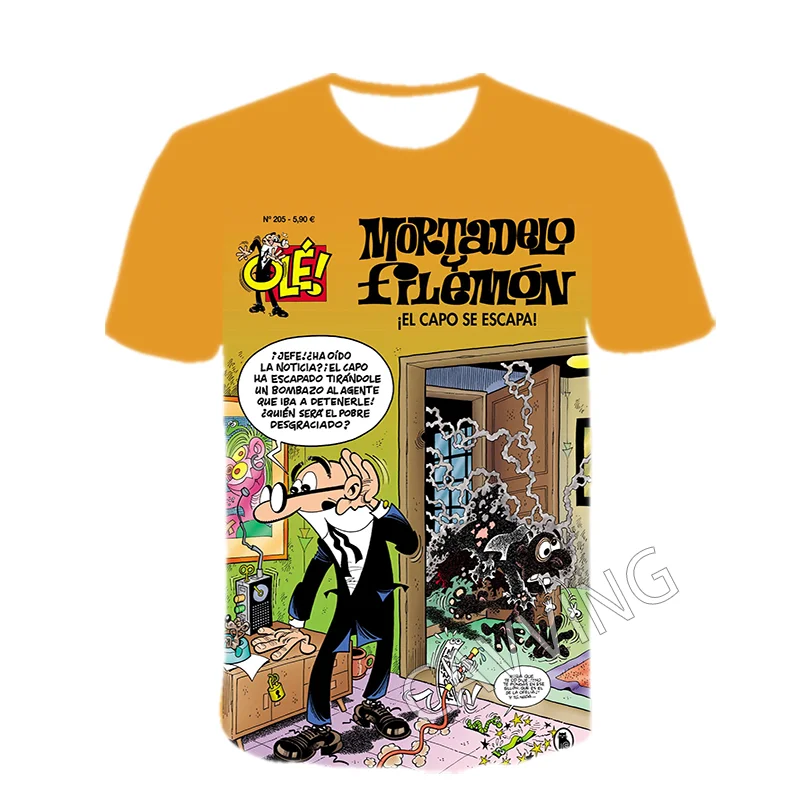 Stylish 3D Print Mortadelo y Filemón Graphic Casual T-Shirts - Unisex Harajuku Hip Hop Tops