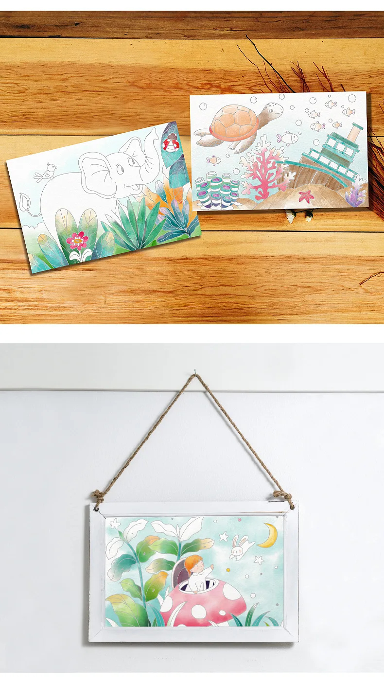 20Sheets Kids Gouache Graffiti Watercolor Painting Book Portable Pigment Paint by Water Drawing Picture Children DIY Draw Toys 6