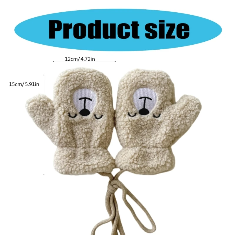 B2EB Lamb Wool Kids Gloves Full Finger Warm Cartoon Designings Gloves for Winter Play