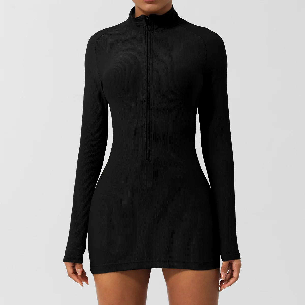 Mermaid Curve Summer Zipper Long Sleeve Yoga Bodysuit Women's Dance Fitness Tight Sports Bodysuit Yoga dress