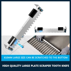 Multipurpose Home Wall Curved Handle Decorative Stainless Steel Extra Rectangular Notched Trowel for Large Size Ceramic Tiles