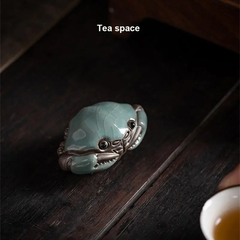 Ge Kiln Cracked Glaze Crab Tea Play Handmade Kongfu TeaPet Decoration Chinese Tea Table Ceremony Accessories Pet tea pet ornaments