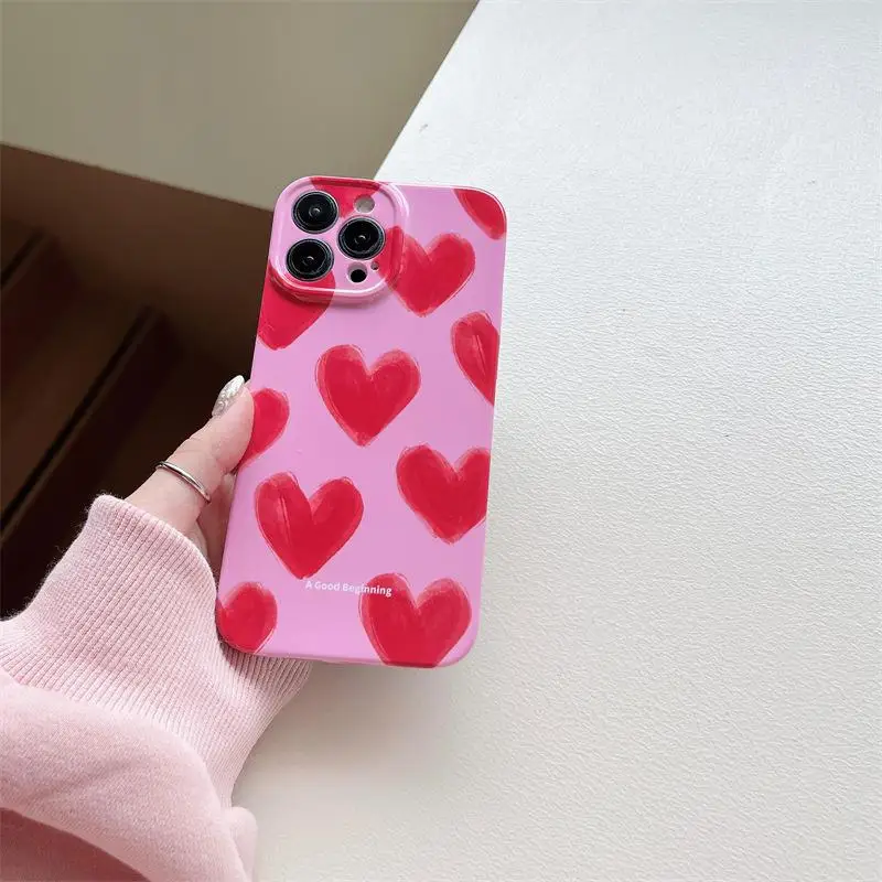 Glossy Hard Acrylic Love Heart Luxury Phone Case