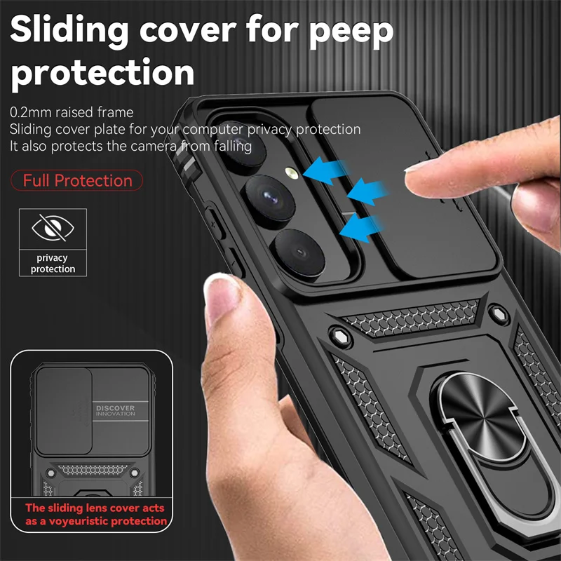 Armor Shockproof Case with Lens Protection and Ring Holder