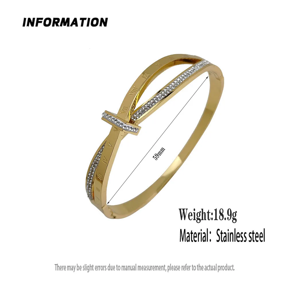 New Knotted Hollow Zircon Gold Plated Stainless Steel Women's Bracelet, High Quality Waterproof Silver Bracelet 6