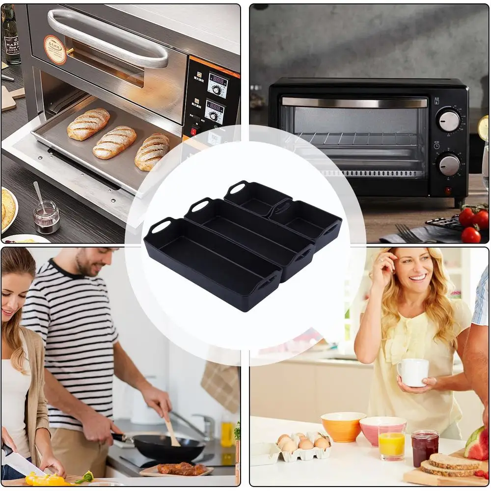 Nonstick Bakeware Set Of 4 Baking Tray Pan In Silicone Oven Microwave Cooking Silicone Liners For Wings Hot Dogs Vegetables Cake