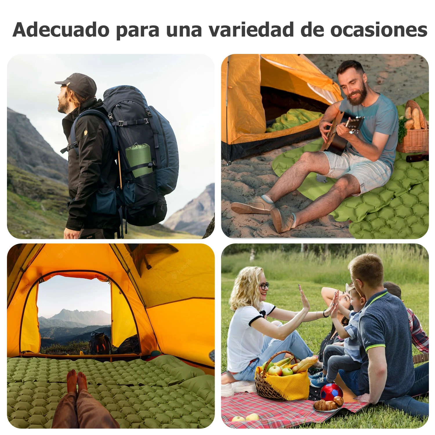  FRIGEDAEG Colchoneta de dormir para camping, colchoneta de  dormir ultraligera de 77 x 26 pulgadas, colchoneta inflable impermeable  para camping, colchón de aire para mochileros, colchoneta para dormir para  senderismo, viajes (