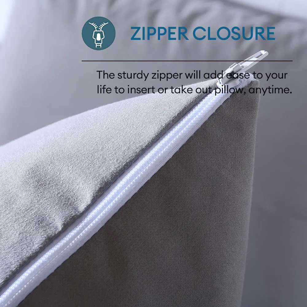 Close-up of the pillow protector zipper closure