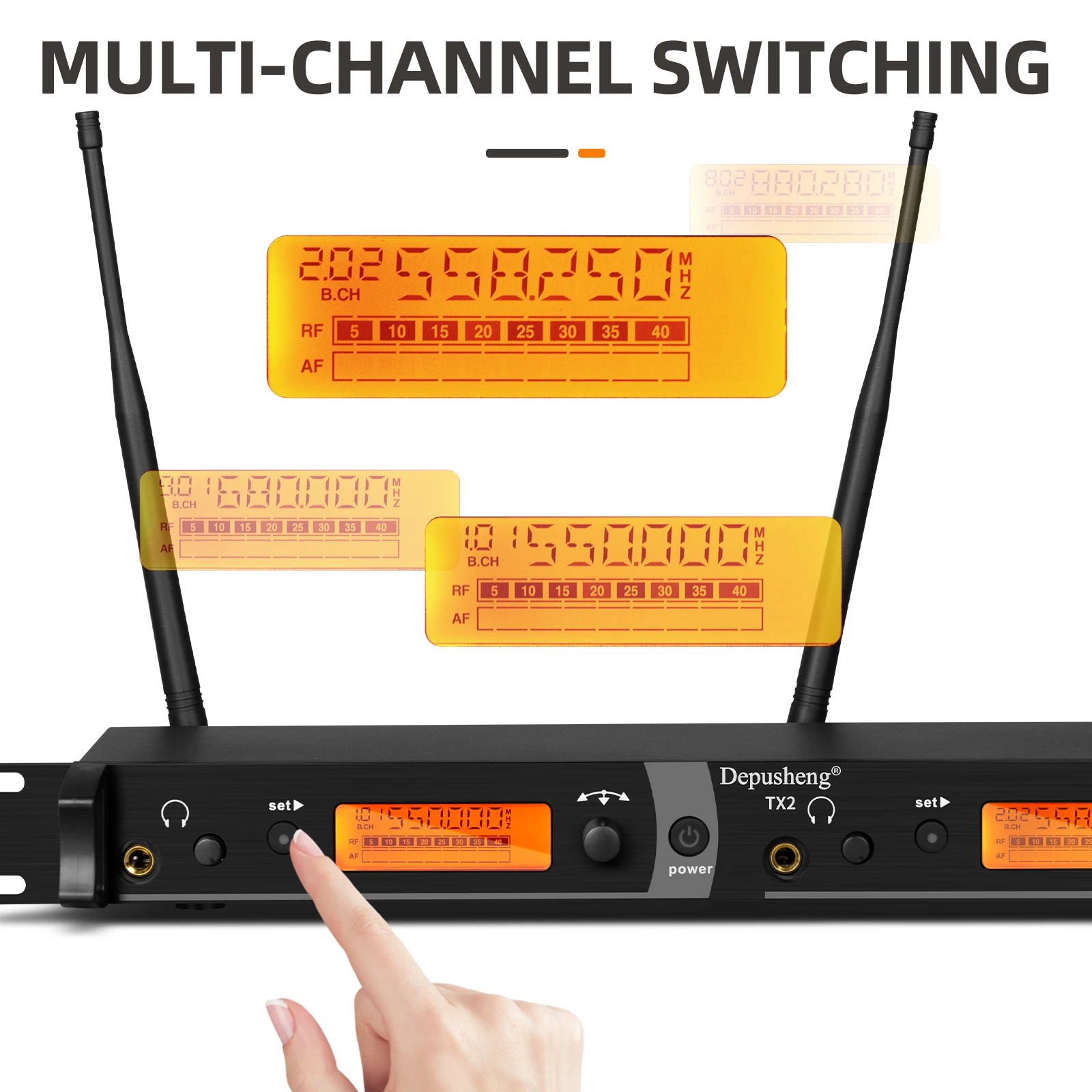 Depusheng TX2 Wireless Ear Monitor System 2 Channel 2 Bodypack Monitor with in Earphone Wireless Type for Stage or Studio,wireless in ear monitor