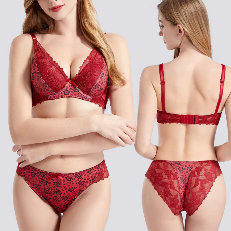 2024 New 34/75 36/80 38/85 40/90 42/95 44/100 BCDE Bras Set White burgundy Beige Black Green Blue Push Up Underwear For Women